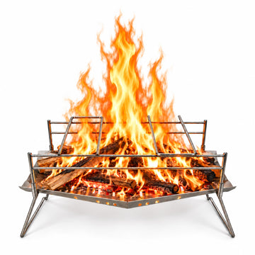 Camp HAKOSUKA Folding Camping Fire Pit, Portable Stainless Grill