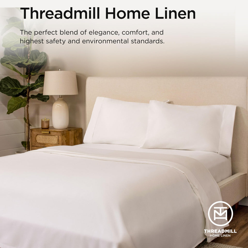 600 Thread Count Cotton Queen Sheet Set, Sateen, White, 4-Piece
