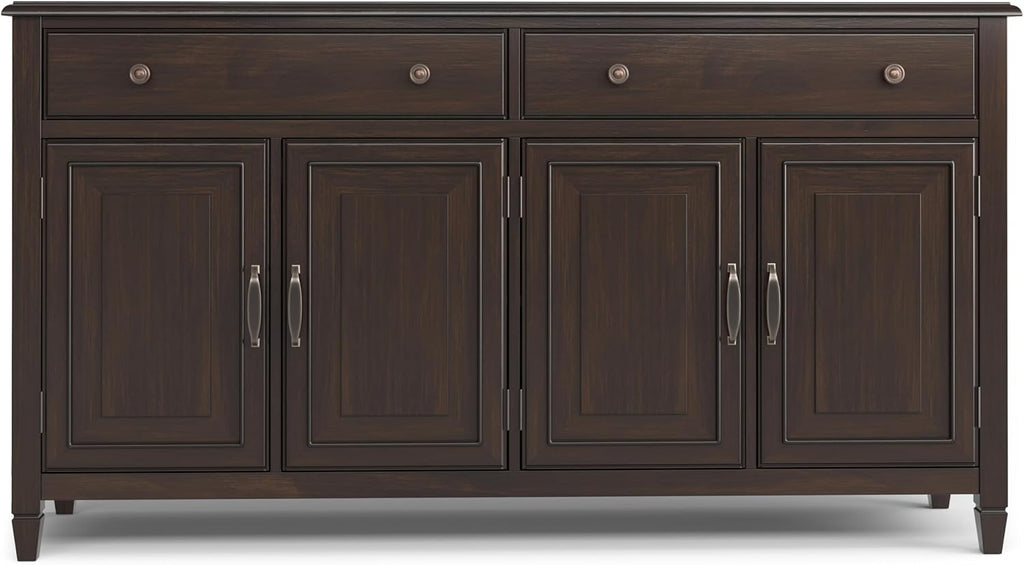 Connaught Buffet - 67 inch Wide Solid Wood 4 Door Sideboard Cabinet in Dark Chestnut Brown