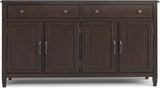 Connaught Buffet - 67 inch Wide Solid Wood 4 Door Sideboard Cabinet in Dark Chestnut Brown