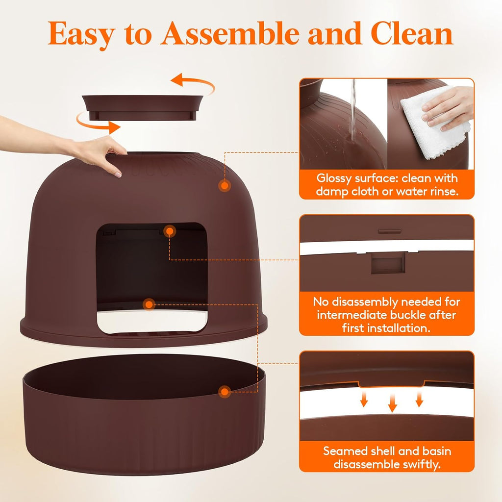 Hidden Plant Cat Litter Box with Plastic Scoop, Brown