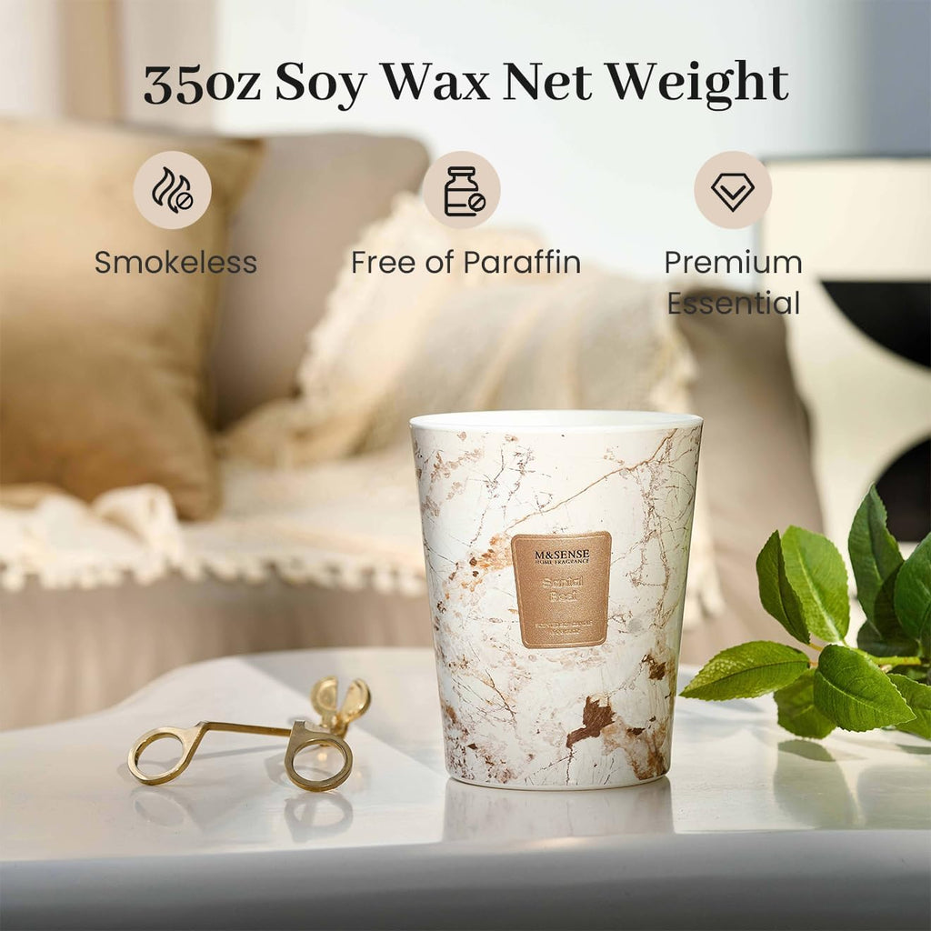 Extra Large Candle 35oz 150H Santal Scented 3-Wick Highly Scented Jar Candles, XL Candle Decor, Long Lasting - Set of 35
