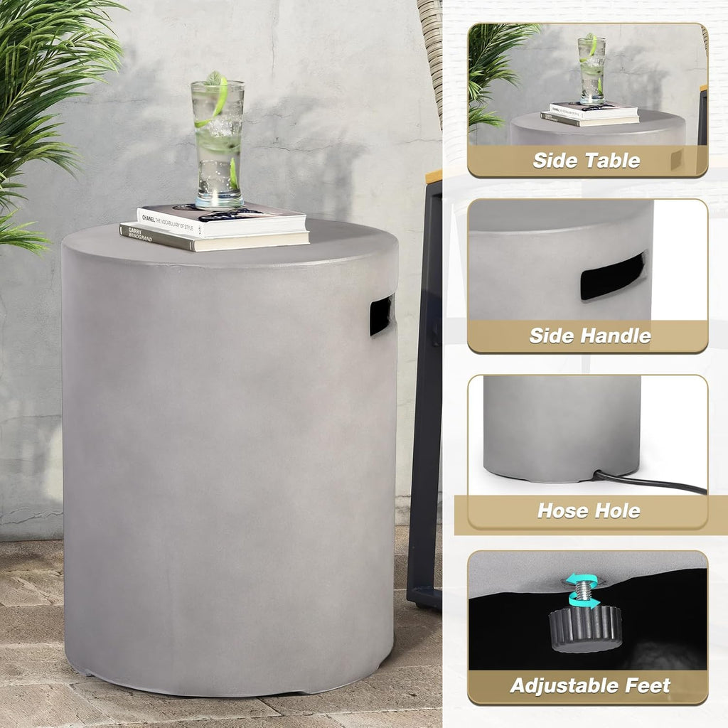 2-Piece Outdoor Propane Fire Pit Table Set w/Tank Cover Table