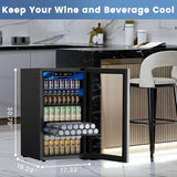 Mini Fridge 130 Can Beverage Refrigerator Cooler, 3.2 Cu.Ft Drink Fridge for Sod