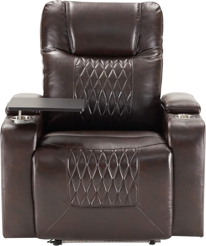 Electric Recliner Chair with USB Charge Port, 360 Swivel Tray Table, Hand in-Arm Storage, and Cup Holders