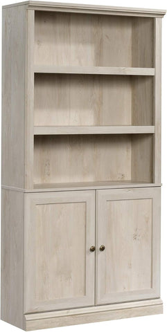 Miscellaneous Storage Bookcase with Doors, Adjustable Shelves, 5 Shelf Bookcase - Chalked Chestnut Finish