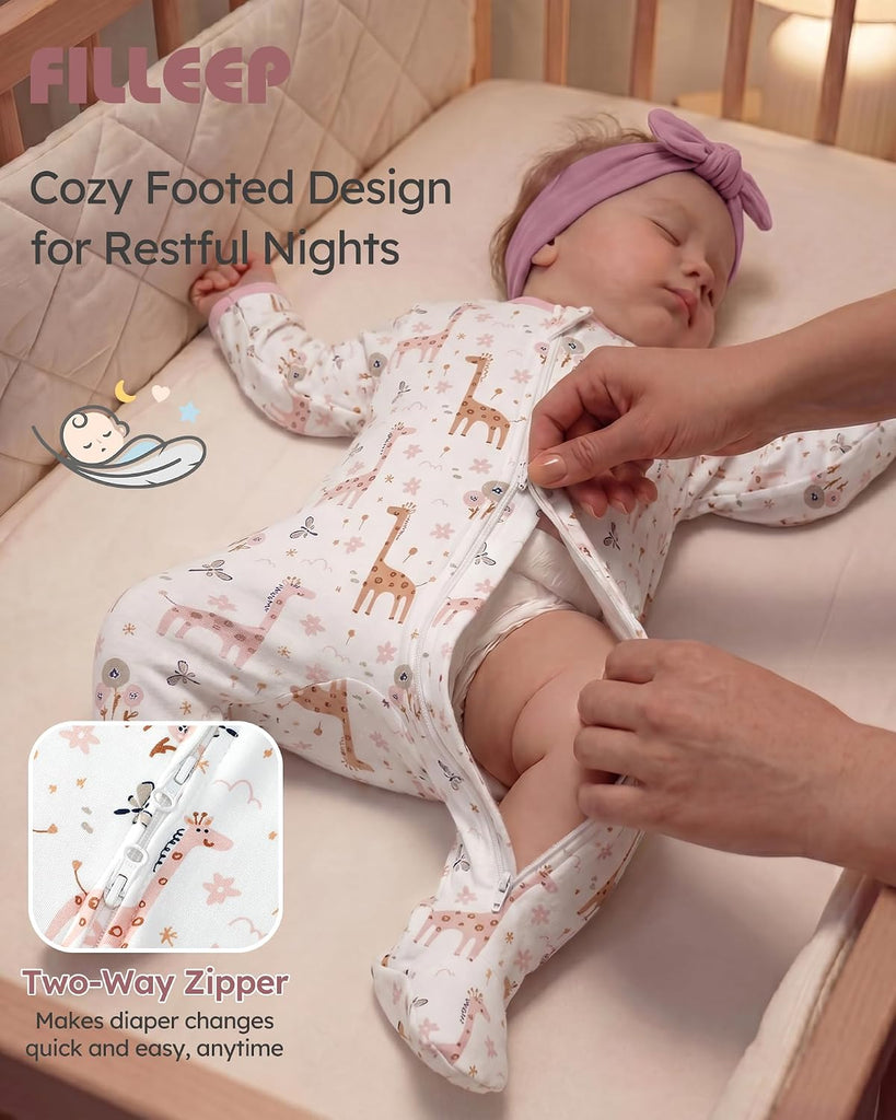 Sleepers 100% Organic Cotton Pajamas for 0-3 3-6 Boys Girls Clothes Footed Pjs