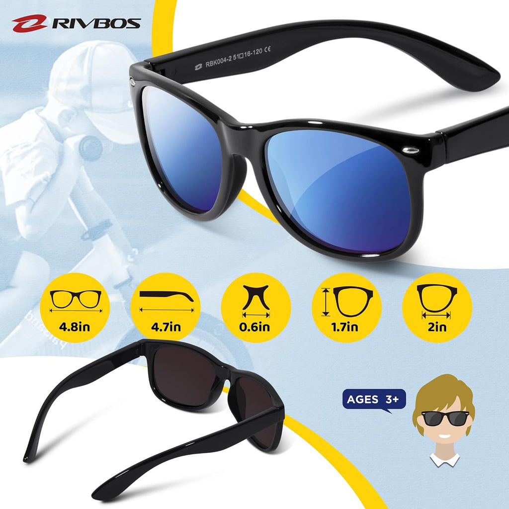 Kids Sunglasses Polarized UV400 TPE with Strap for Boys Girls RBK004