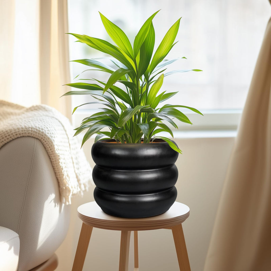 Ceramic Pot for Plants 8 Inch - Indoor Plant Pot with Drainage Hole Planter for Outdoor Plants Modern Flower Pot
