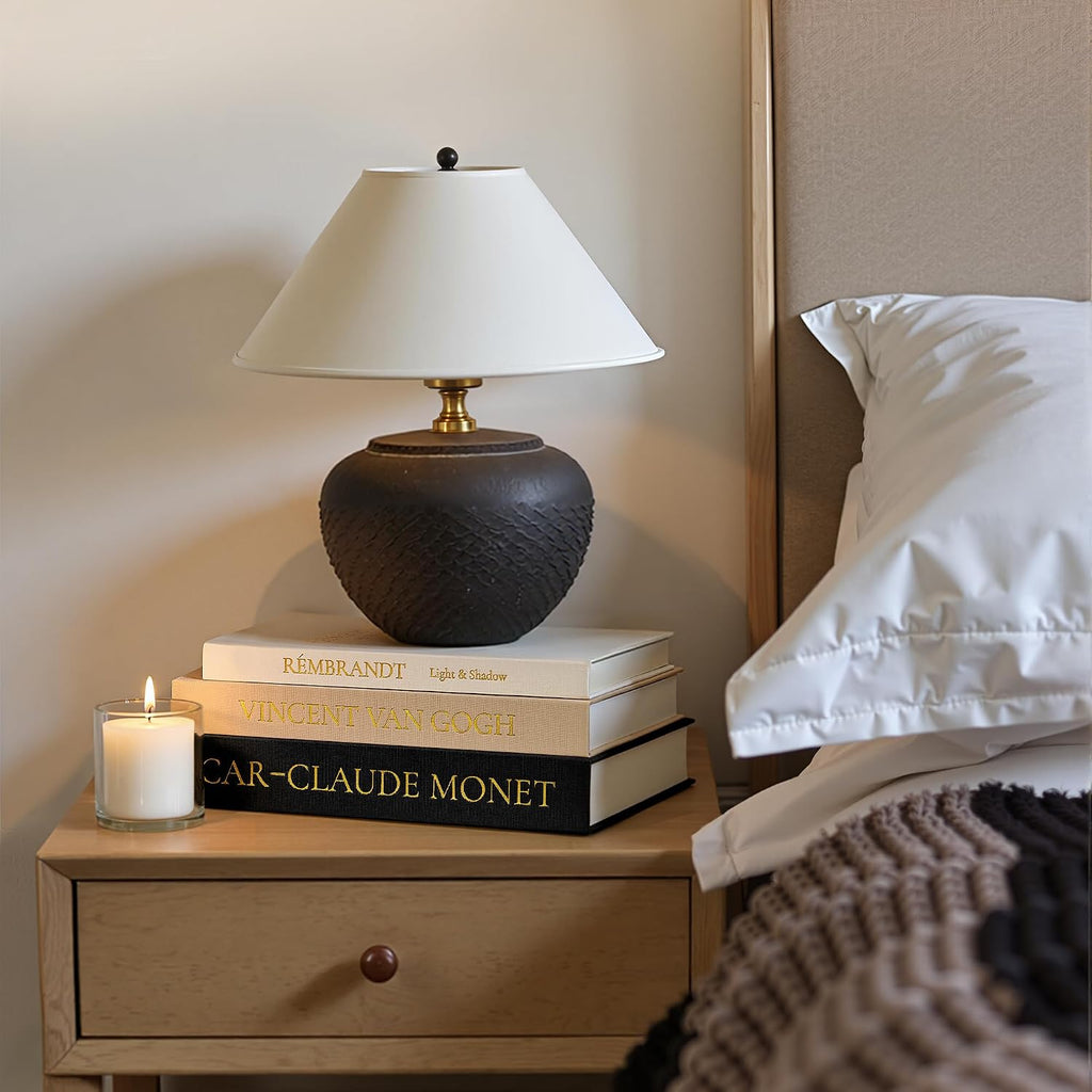 Aesthetic Decorative Books, Set of 3 Linen Faux Book Boxes, Black | Stylish Storage Boxes Decor, Photo Organization