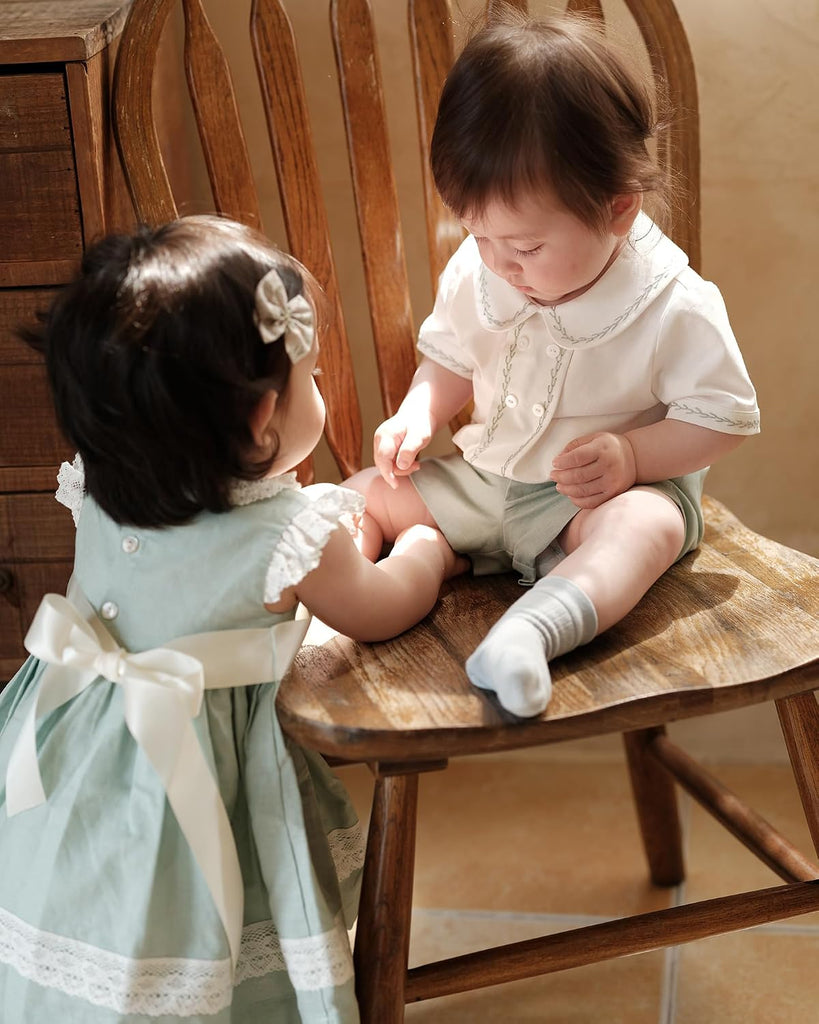 Baby Girl Vintage Dress Mint Green Sleeveless Lace Dress for Birthday 6T