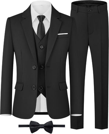 Boys' Formal Suit Set,Slim Fit Tuxedo Wedding Suit with Adjustable Waist
