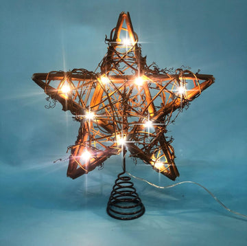 Christmas Tree Topper Farmhouse Christmas Decor Christmas Tree Decorations Rattan Natural Christmas Tree Star with 10