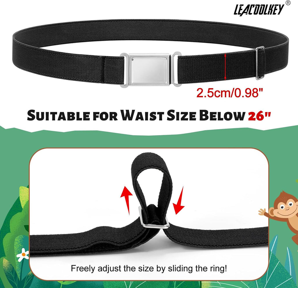 4 Pack Kids Magnetic Buckle Elastic Belts Boys Girls Adjustable Easy Clasp Magnetic Belt