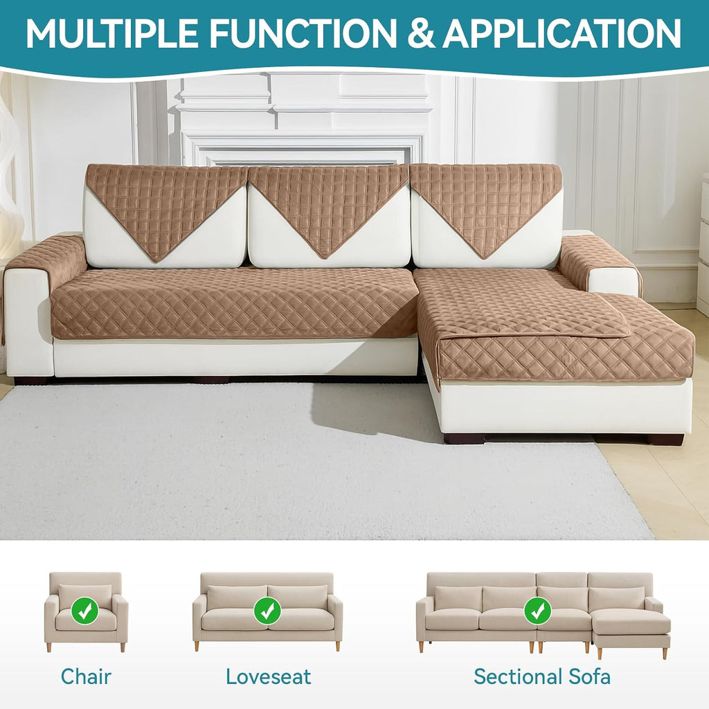 Velvet Couch Cover for Dogs Washable, Sectional Couch Covers, Anti Slip Sofa Covers for 3 Cushion Couch Pet Friendly