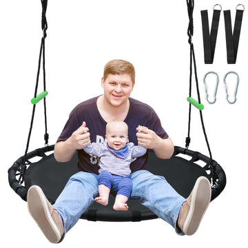 4 FT Diameter Round Black Saucer/Tree Swing with Extra Straps