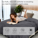 Luxury Goose Feather Down Fiber Comforter Queen, 300TC Grey Cotton Blended Duvet Insert