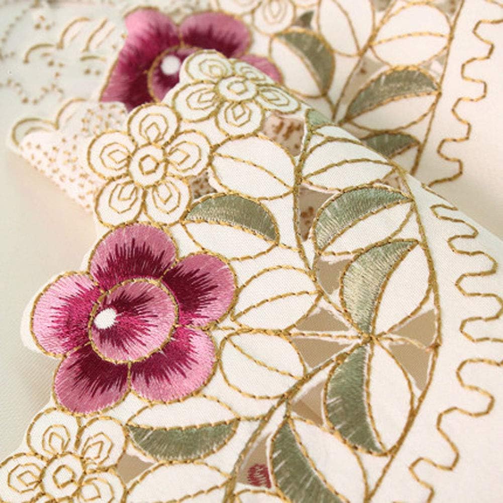 68"X120" Oblong Flower Embroidered Lace Tablecloth, Floral Vintage Classic Rectangular Table Cloth C