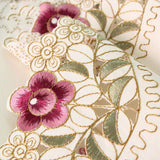 68"X120" Oblong Flower Embroidered Lace Tablecloth, Floral Vintage Classic Rectangular Table Cloth C