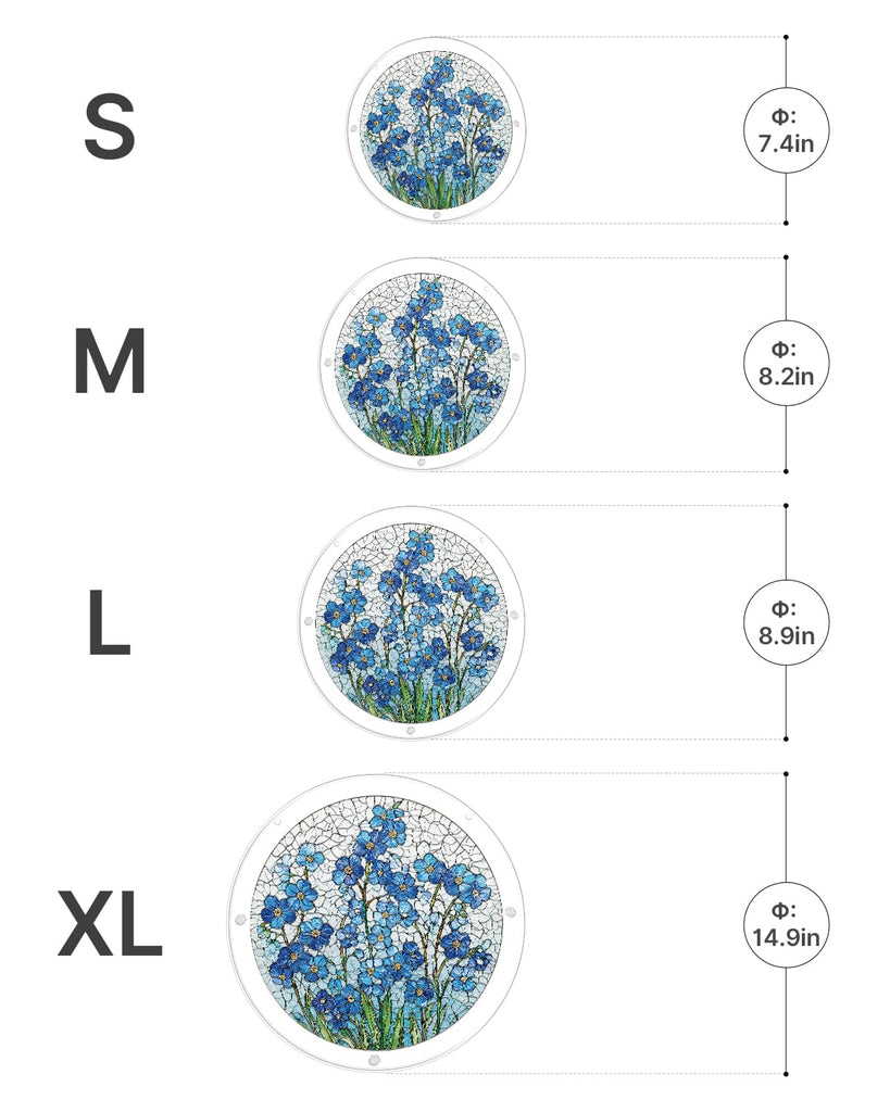7.4 In Acrylic Suncatcher Puzzle, Azure Bloom Whisper Stained Glass Style