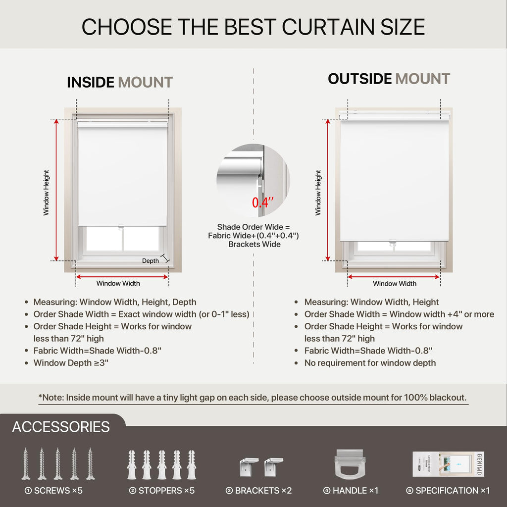 Cordless Blackout Roller Shades, White