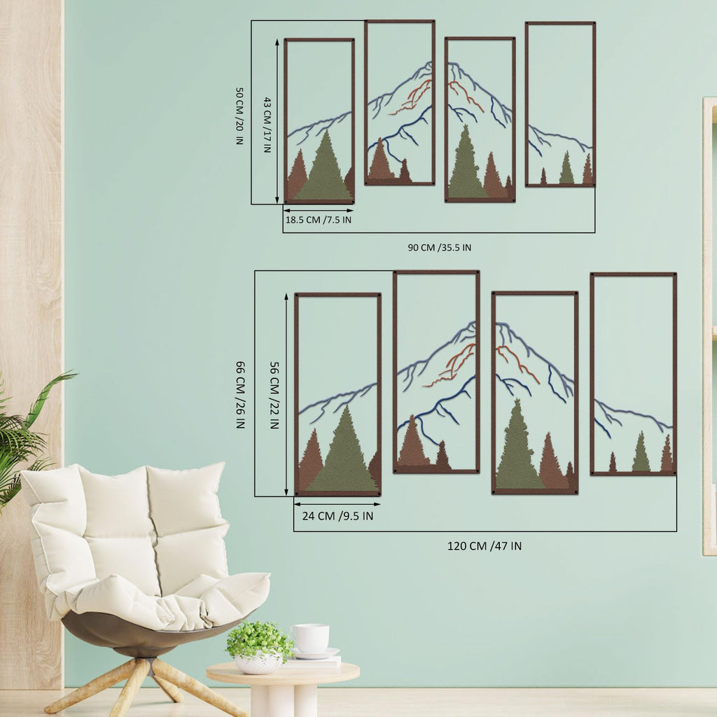 4 Pcs Metal Mountain Forest Wall Decor Landscape Mountain Wall Art