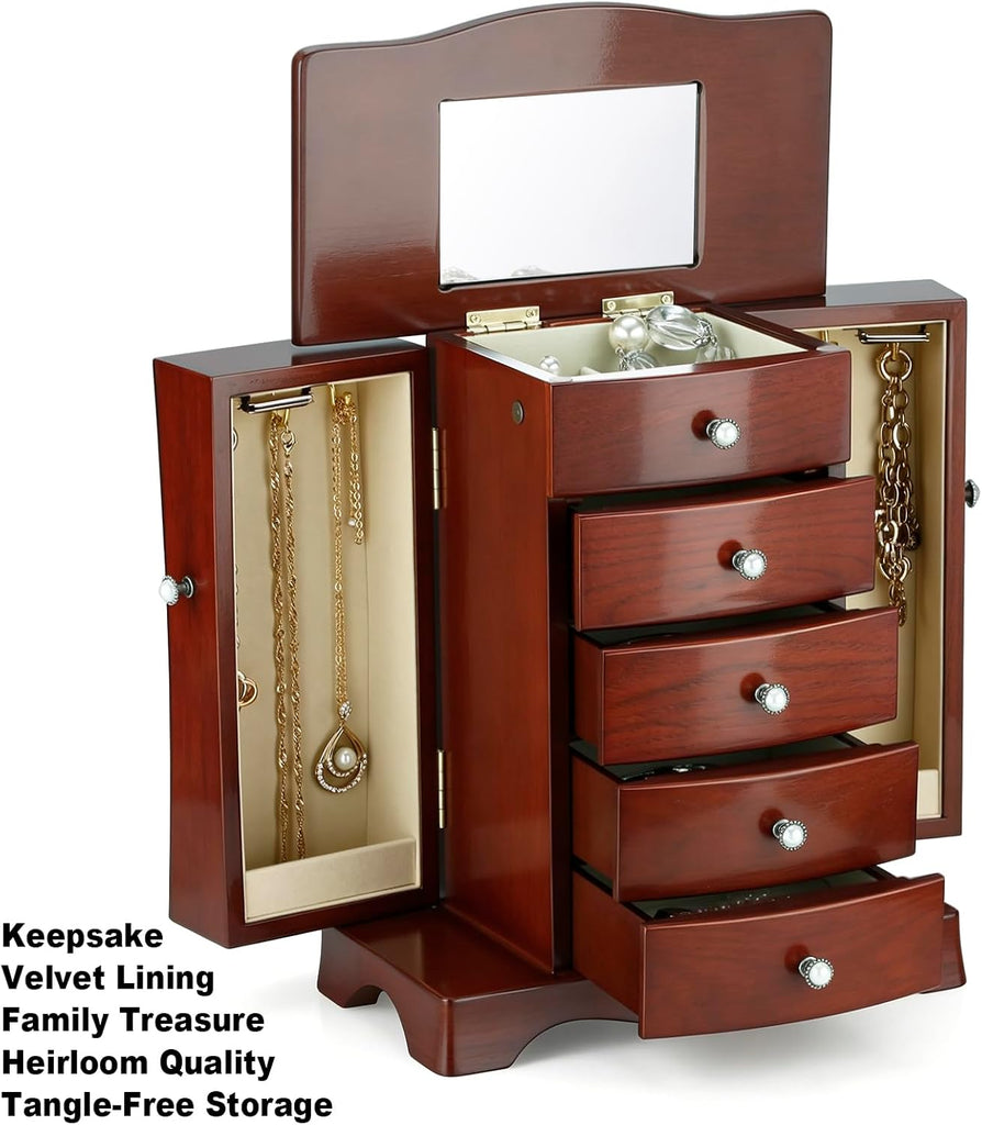 Solid Wood Jewelry Box Brown