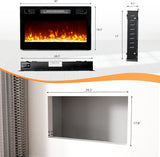 30 Inch Electric Fireplace with Remote Control, 1500W Wall Mounted & Recessed Fireplace with 12H Timer