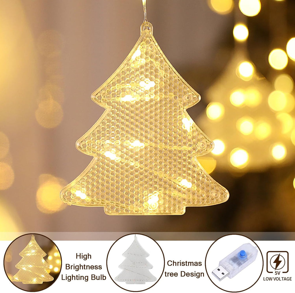 Christmas Window Lights Indoor - 2M 160 LED Christmas Window Decorations, Snowflake Curtain Hanging Fairy String