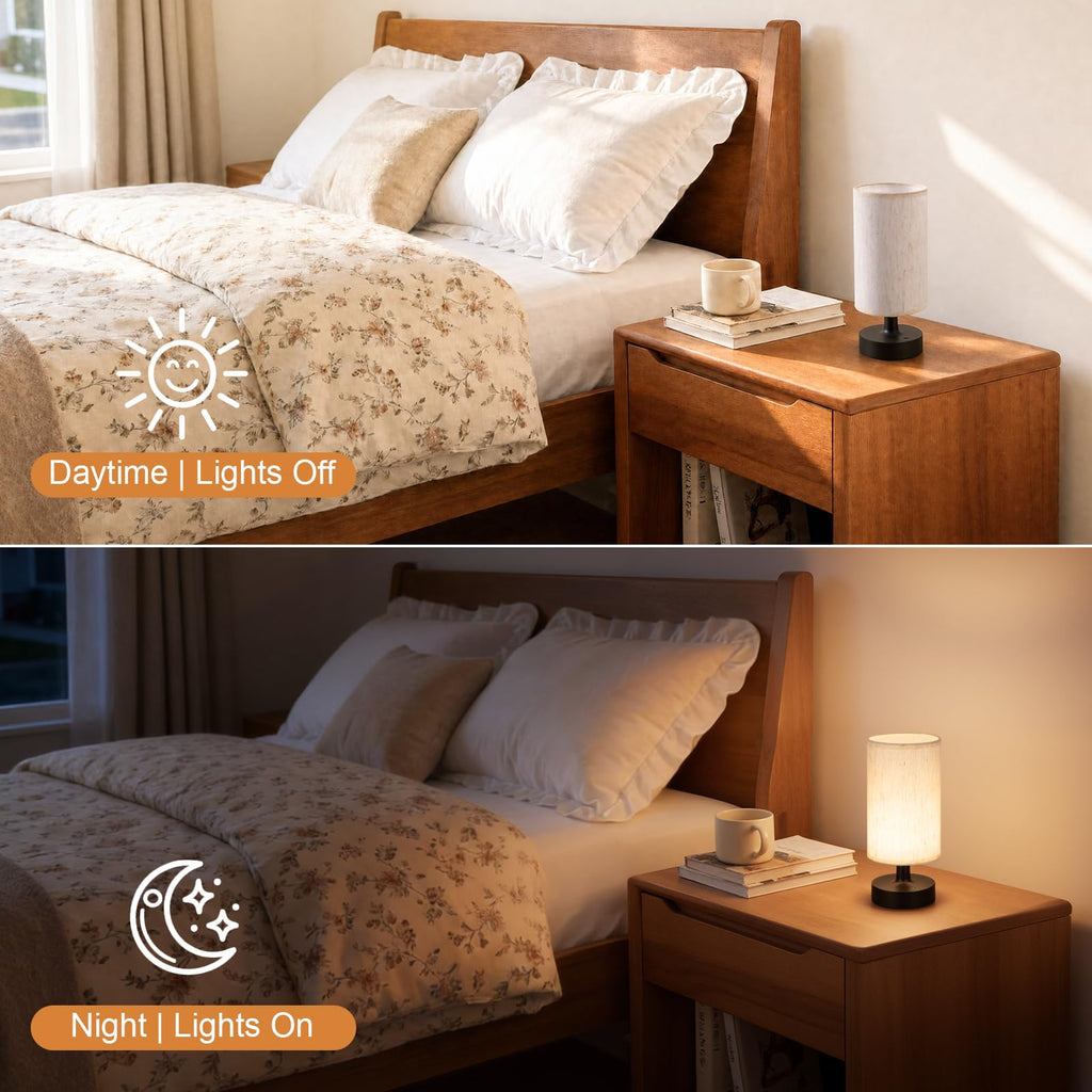 Cordless Table Lamp Rechargeable Small - 2 Pack Beige Black, 4000mAh Battery Operated Lamp with Touch Control