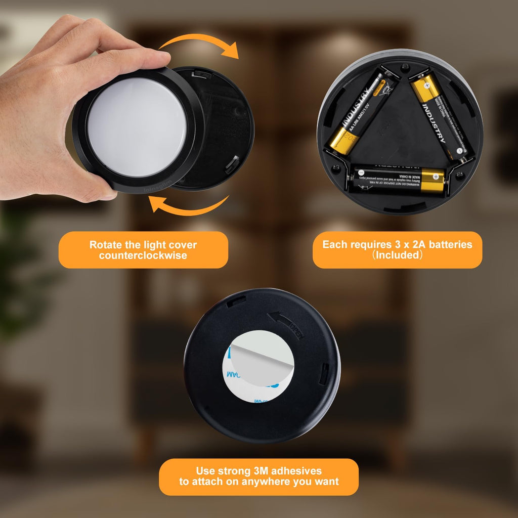 Puck Lights with Remote Control, Wireless LED Puck Light,Battery Operated Under Cabinet Lights, Under Counter