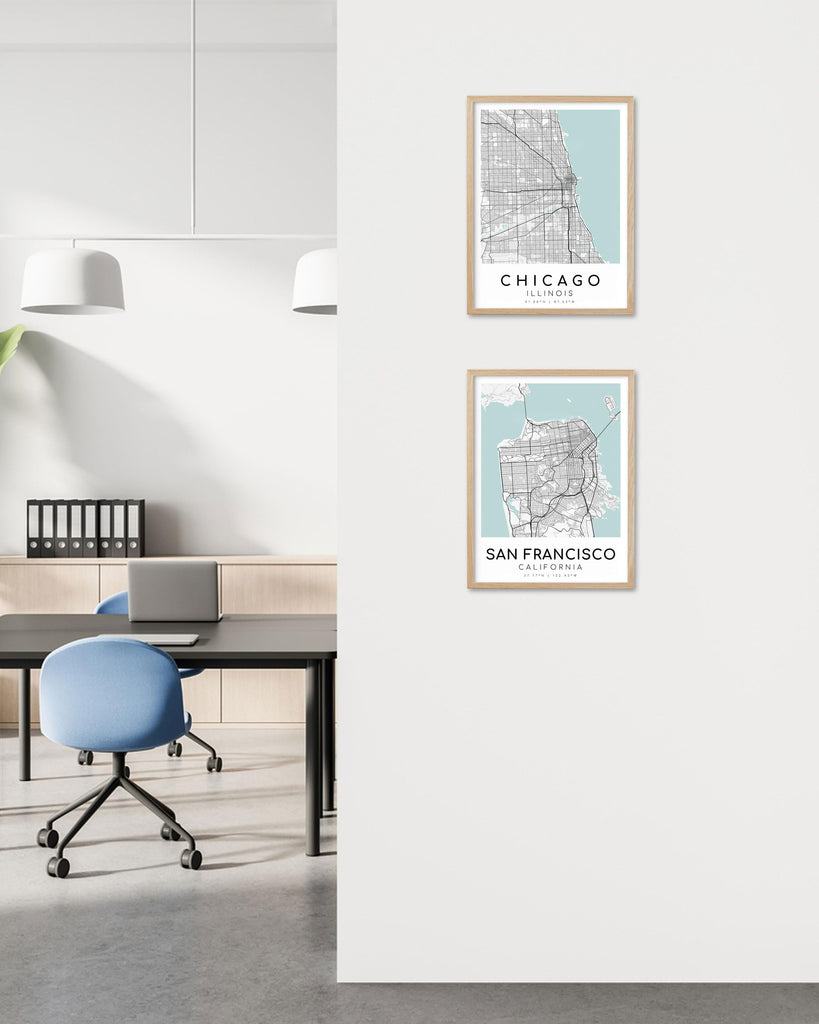 San Francisco Map Framed Wall, Minimalist Canvas Print, 12x16