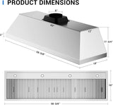 60 Inch Stainless Steel Range Hood Insert 1260 CFM 4 Speed LED Lights Dishwasher-Safe Baffle Filters, Ducted