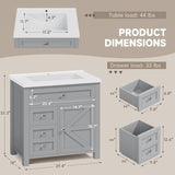 Bathroom Vanity with 30" Sink, Modern Wood Pedestal Bathroom Spacious Storage Space Cabinet with Drawer, Gray A133-B0FG1SRYWV