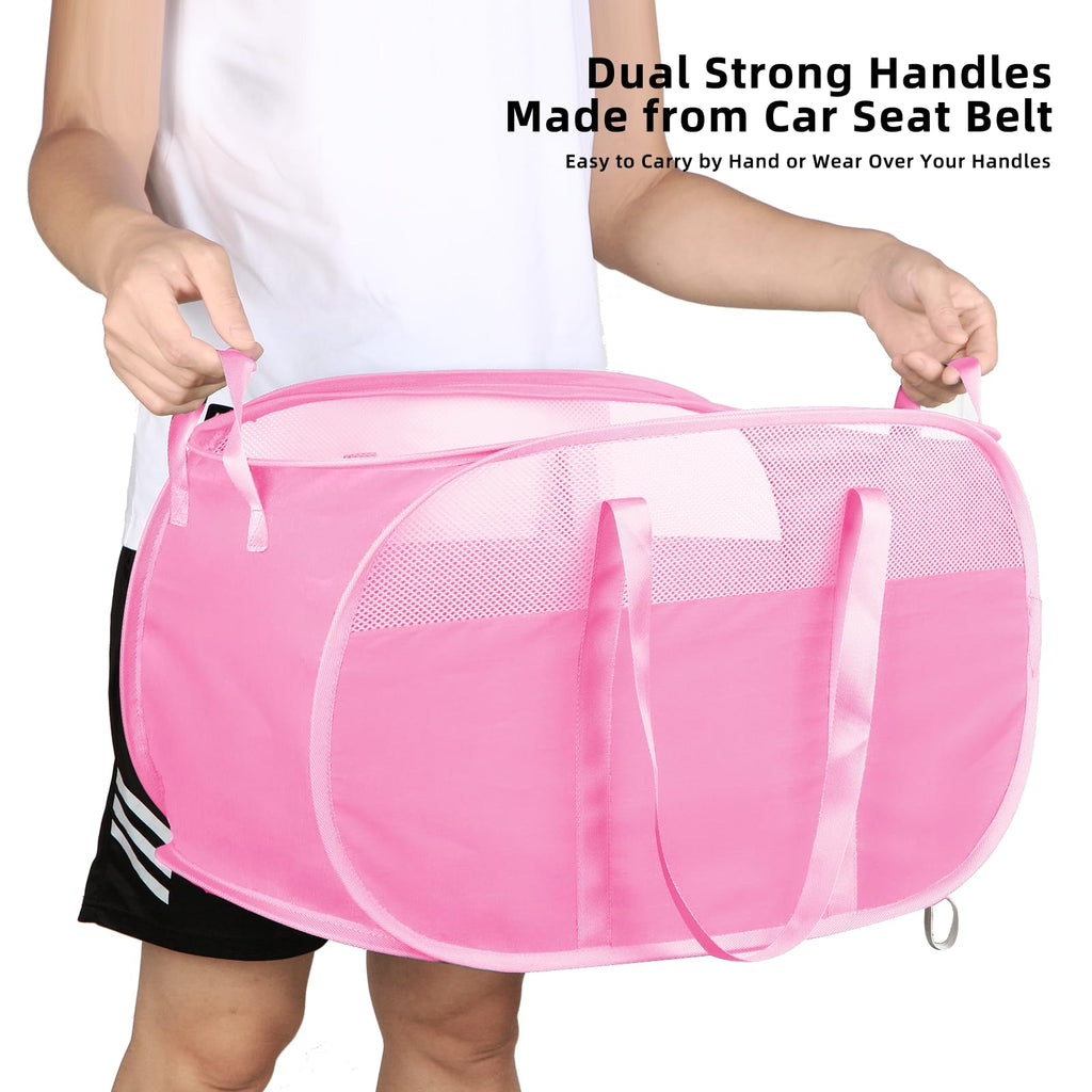 Collapsible Laundry Baskets, Tear Proof Pop Up Laundry Hamper with Dual Handles, Large Foldable Laundry Basket