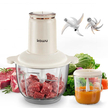 Food processor, 2-Speed Food Chopper & Meat Grinder with 2 Glass Bowl