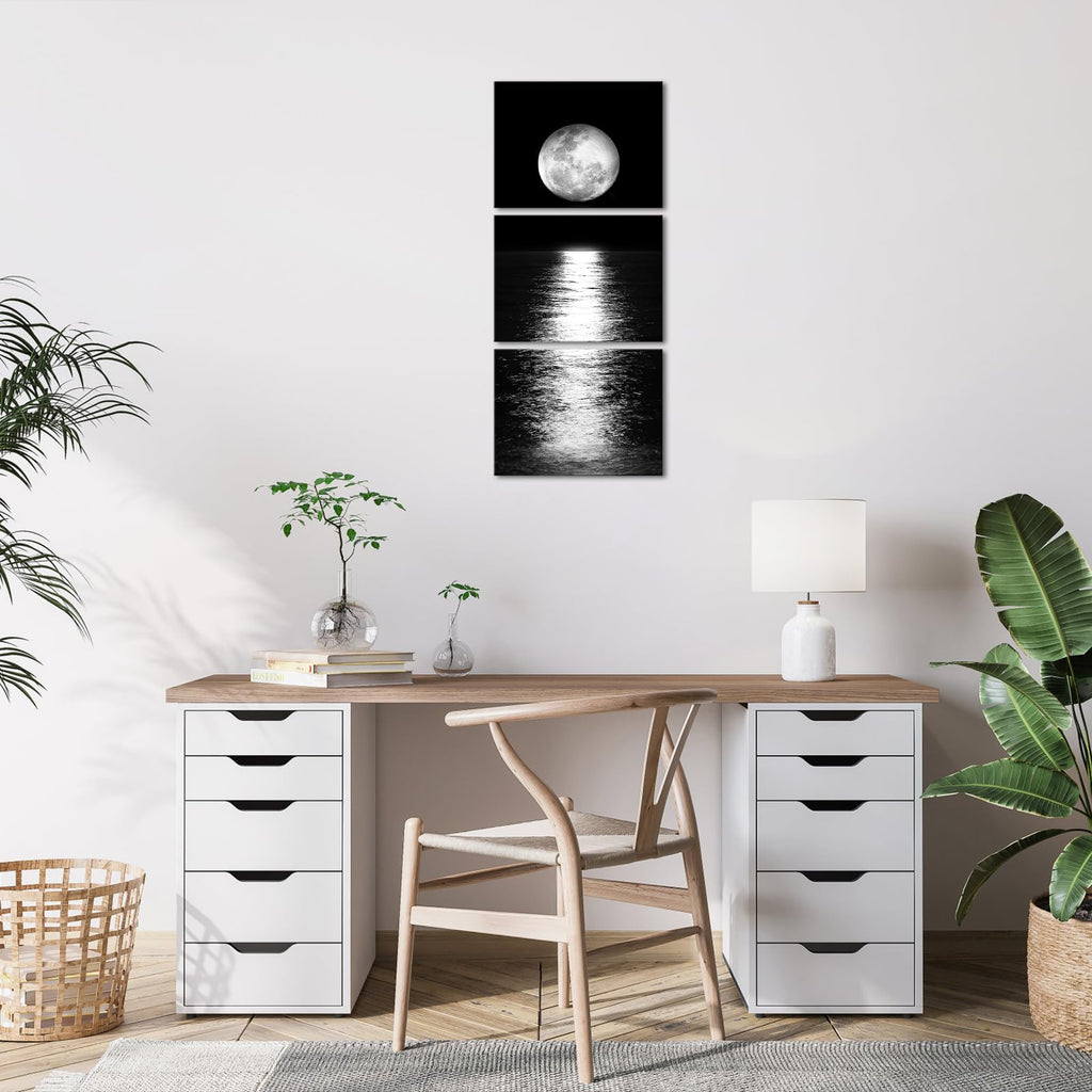 3 Pieces Full Moon Phase Vertical Wall Art