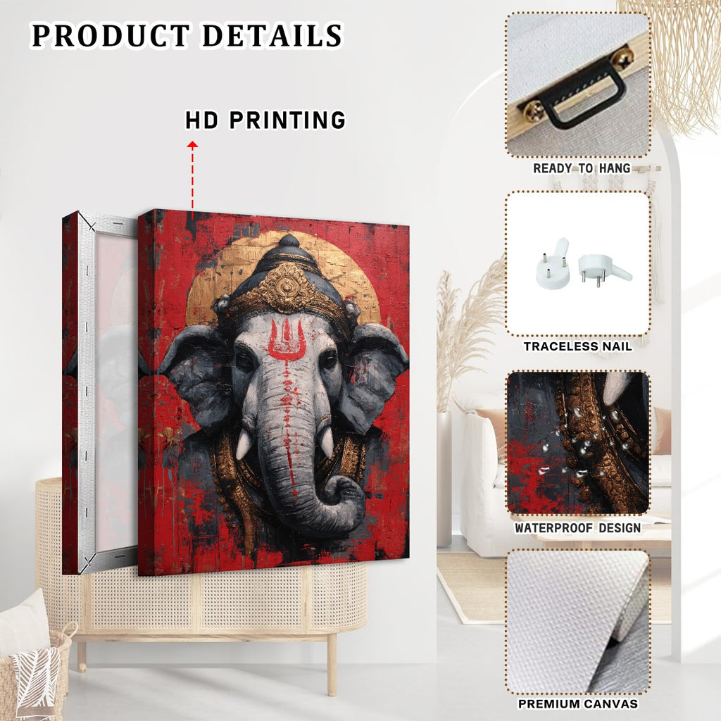 Abstract Elephant Wall Art Watercolor Paintings Wall Decor Hinduism Religion Canvas Picture for Yoga Spa Meditation