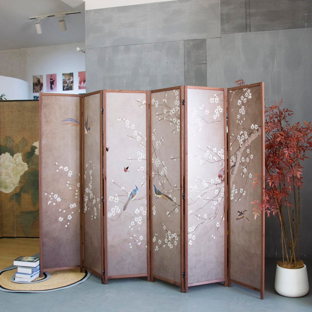 6 Panel Room Divider for Room Separation, 5.6 ft Tall Double Sided Blackout Folding Privacy Screen - Freestanding