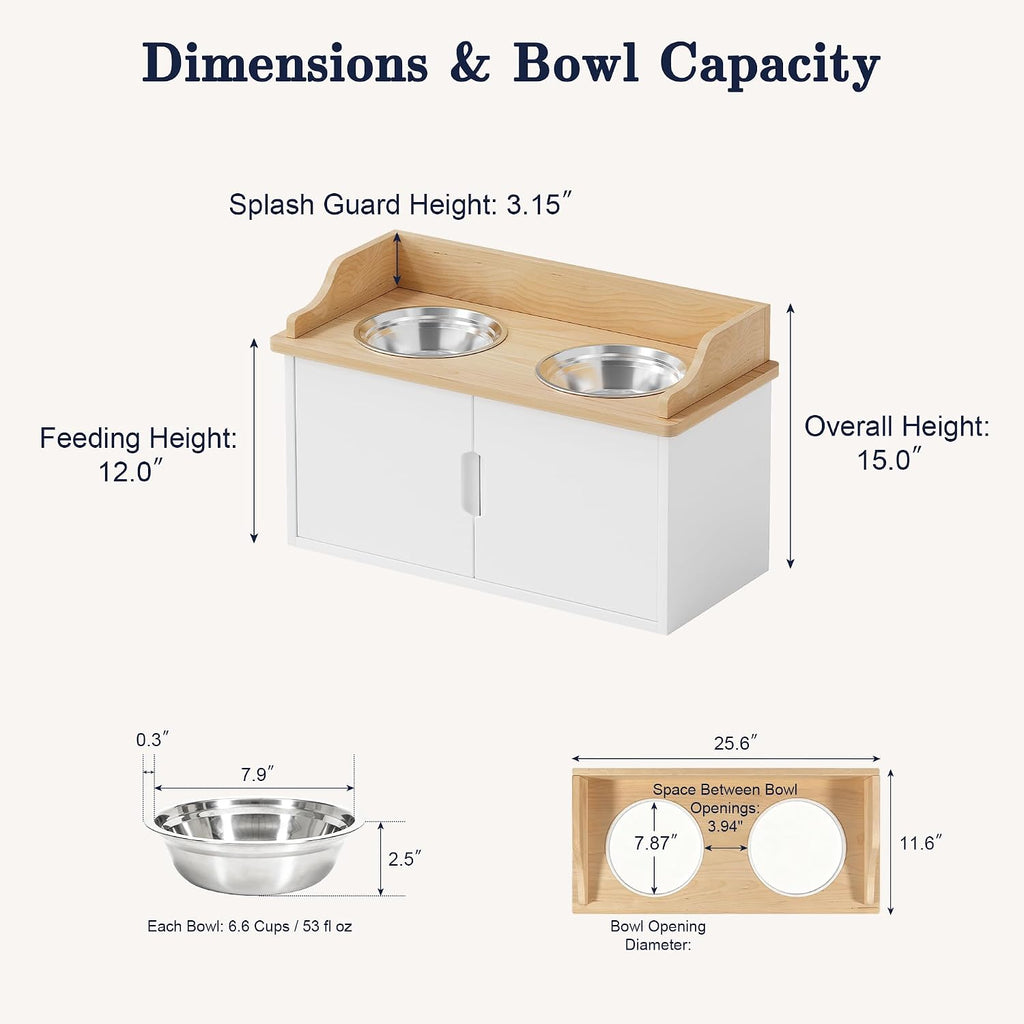 Elevated Dog Bowls with Storage, Dog Food Storage and Feeder