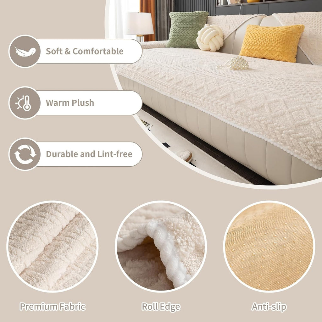 Funny Fuzzy Pet Couch Covers for 2-3 Seat, White, 1PC, 35.4"x71"