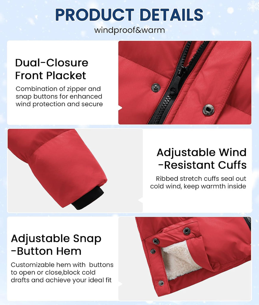 Kids Boy's Winter Coat Hooded Puffer Windbreaker Warm Cotton Jacket Parka Down Outdoor Coats