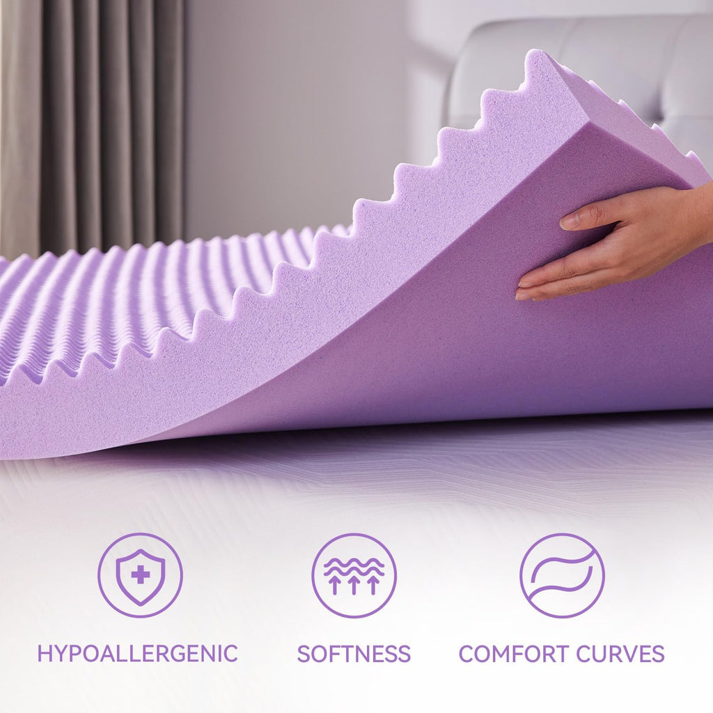 1.5 Inch Egg Crate Memory Foam Mattress Topper Queen Size, Soft Mattress Pad for Back Pain Relief, Bed Topper
