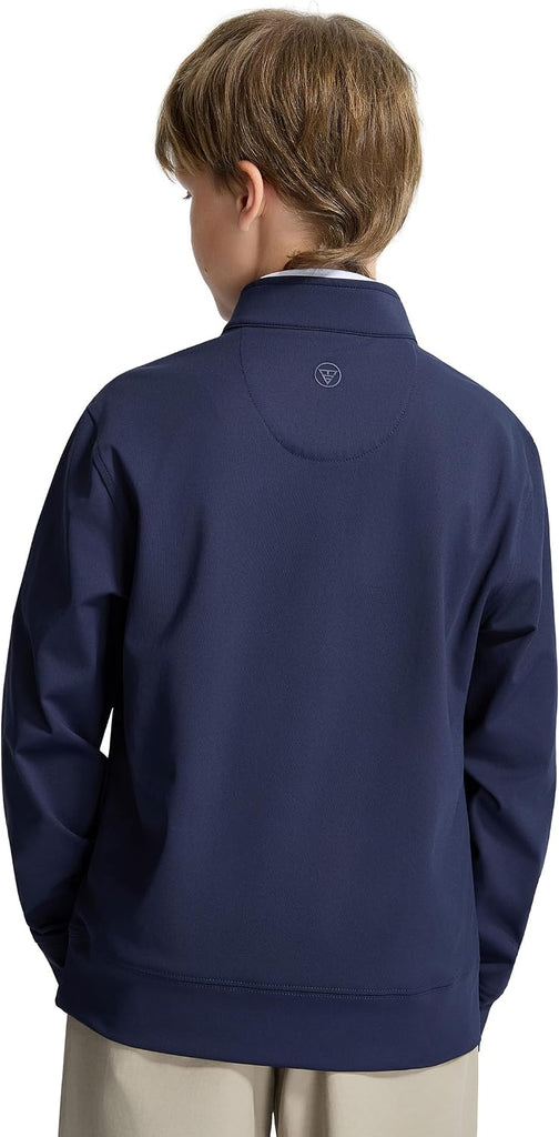 Boys Quarter Zip Pullover Solid Golf Youth Sweatshirt for Kids