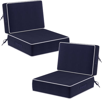 5" Thicker Outdoor Chair Cushions 2 Sets 24" *24" Waterproof Patio Chair Cushions for Outdoor Furniture w/Removable