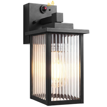Motion Sensor Wall Light, Dusk to Dawn Outdoor Porch Light Black