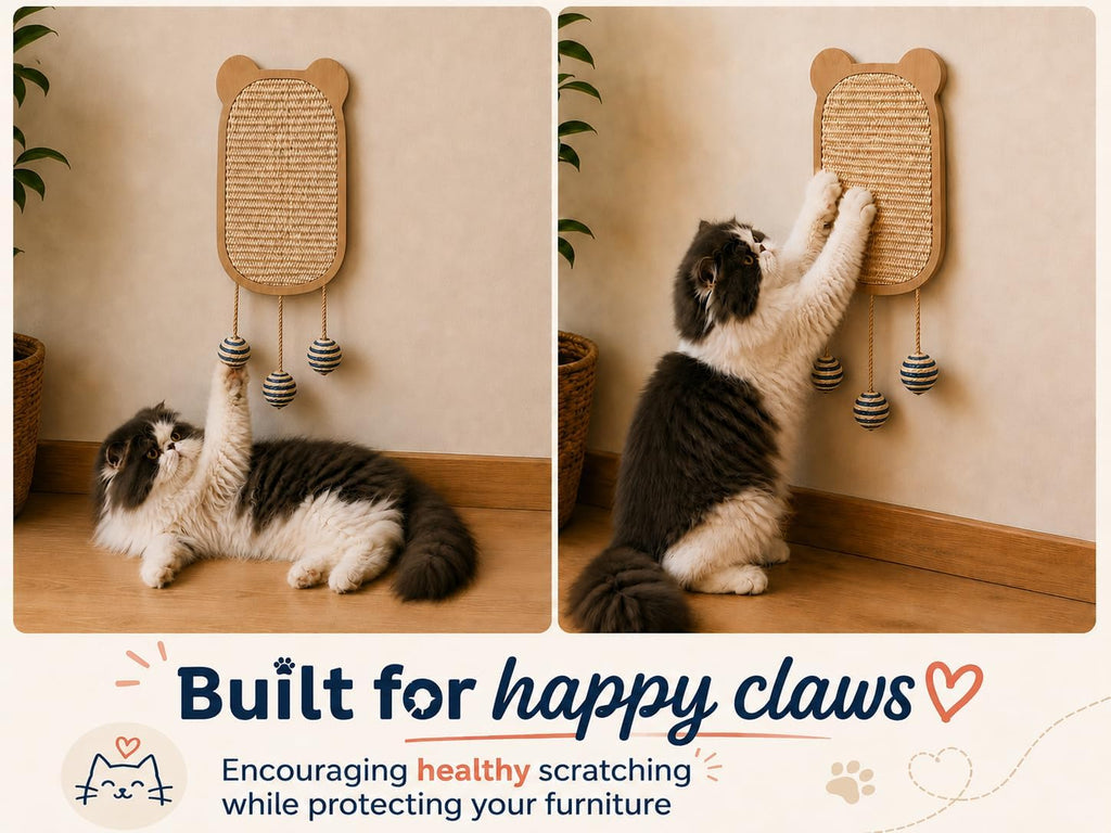 Cat Wall Shelves 6-in-1 Wall Mounted Cat Furniture with Perch & Hammock, Wooden Climbing Shelves with Scratching Post