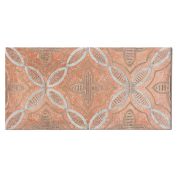 Vintage Terra Deco 6x12 Porcelain Tile, Matte Decorative Pattern Floor & Wall Tile, Terracotta Look Kitchen Bathroom