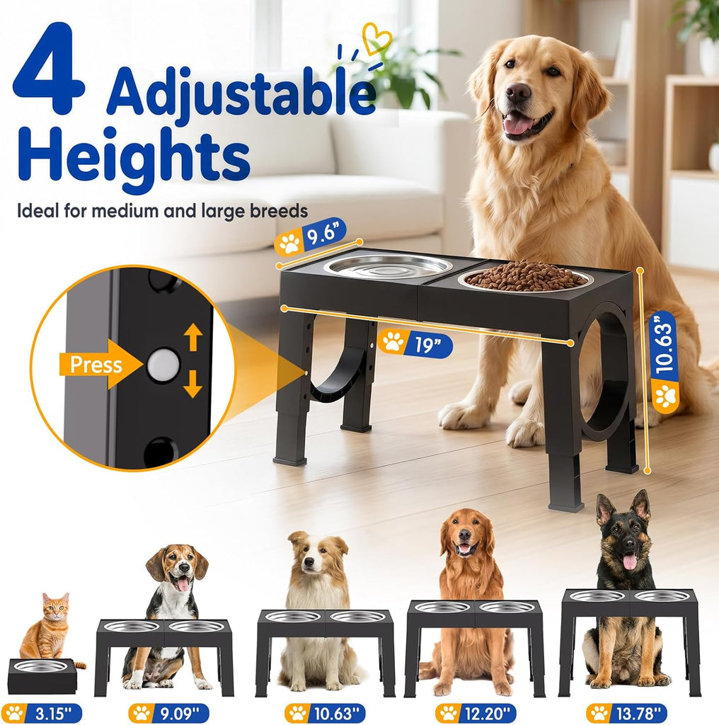 Elevated Dog Bowls Large Breed Raised Dogs Bowl Stand Large/Medium Sized Dog Stainless Steel Food Water Bowl Stands 5