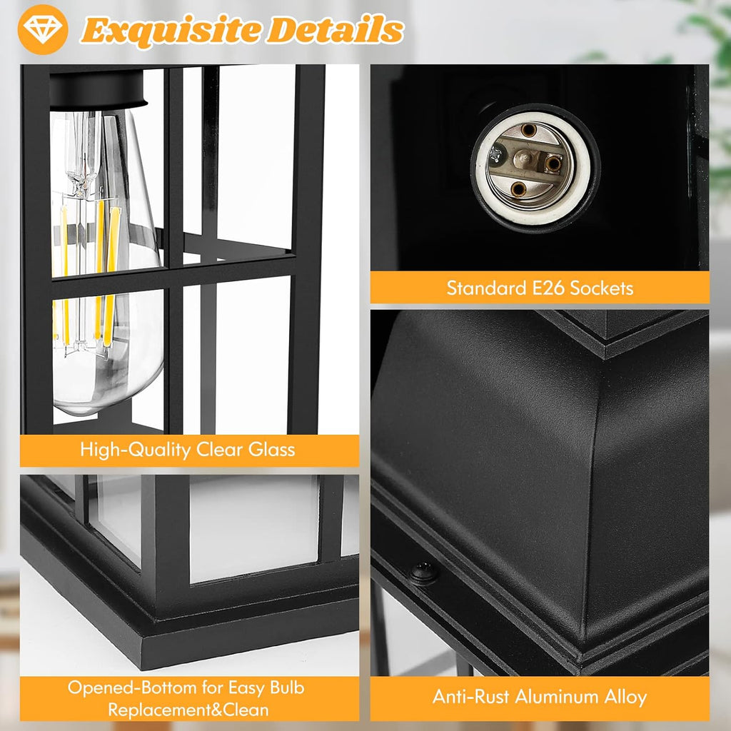 2-Pack Outdoor Light Fixtures, 100% Aluminium Waterproof Exterior Wall Lantern